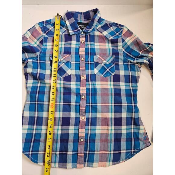 American Eagle Outfitters Blue Plaid Button Down Shirt - Picture 4 of 8